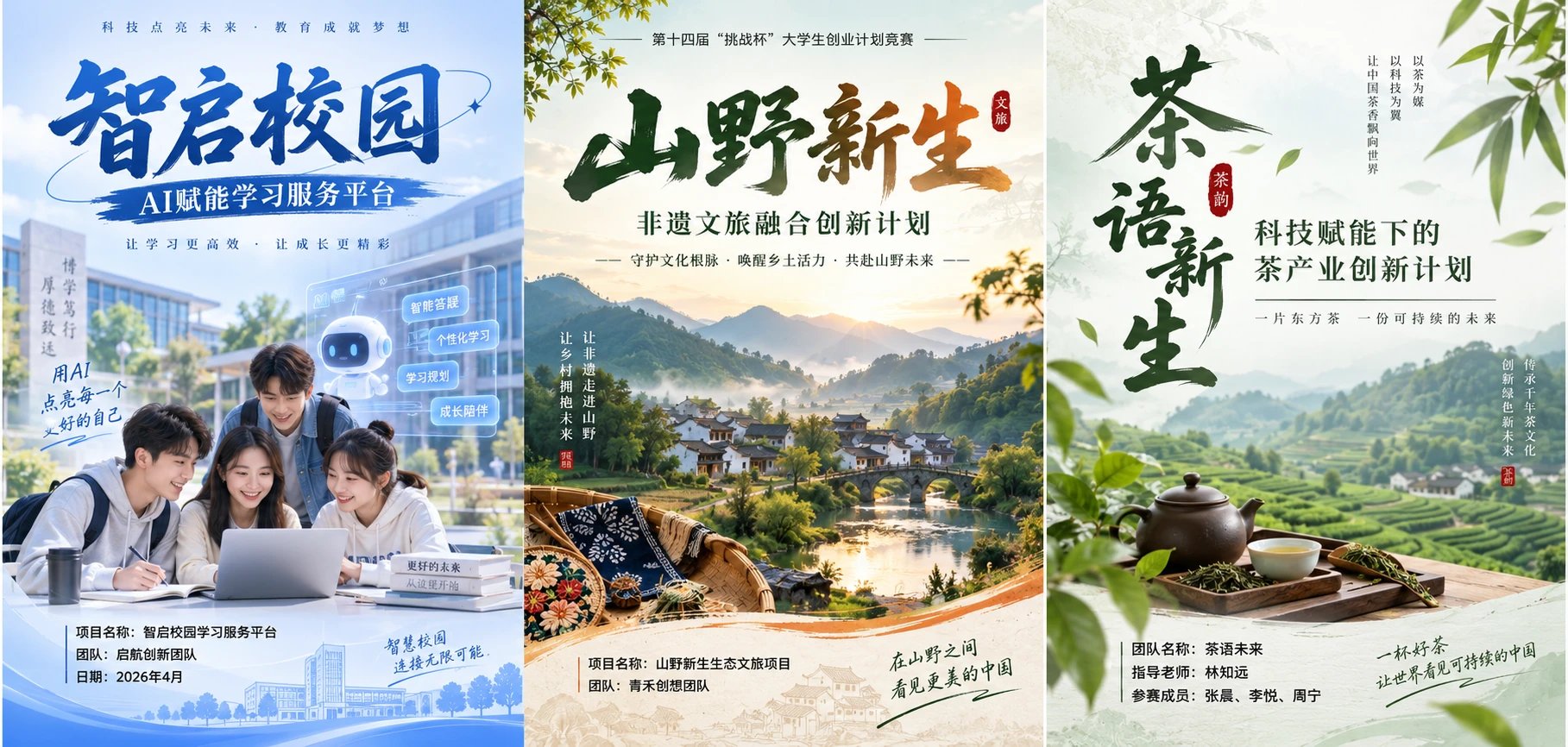 智启校园 · 山野新生 · 茶润新生 · 完整设计图